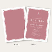 Elegant Pink Cross Baby Girl Baptism Einladung