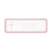 Elegant Pink Cross Girl Baptism Return Address (Vorne)