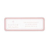 Elegant Pink Cross Girl Baptism Return Address (Vorne)