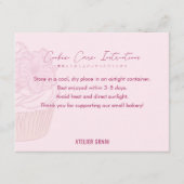 Elegant Pink Cupcake Cookie Care Instructions Dankeskarte (Vorderseite)