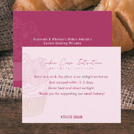Elegant Pink Cupcake Cookie Care Instructions Dankeskarte