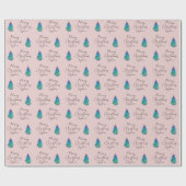 Elegant Pink Custom Merry Christmas Tree Wra Geschenkpapier (Flach)