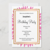 ELEGANT PINK DAHLIA GOLD BIRTHDAY EINLADUNG (Vorderseite)