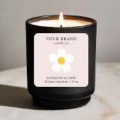 Elegant Pink Daisy Floral Candle | Custom Quadratischer Aufkleber