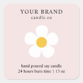 Elegant Pink Daisy Floral Candle | Custom Quadratischer Aufkleber (Vorderseite)