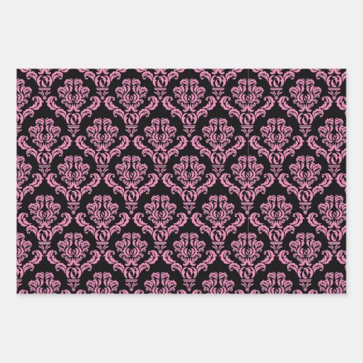 Elegant Pink Damask Geschenkpapier Set (Vorderseite)