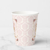 Elegant Pink Damask Princess Carriage Baby Shower Pappbecher (Rechts)