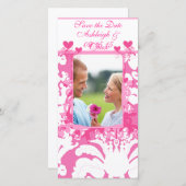 Elegant Pink Damask Save the DateYour Photo Save The Date (Vorne/Hinten)