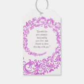 Elegant Pink Damask Wedding Geschenkanhänger (Rückseite)