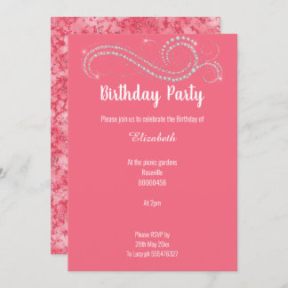 ELEGANT PINK DIAMOND MARBLE BIRTHDAY PARTEI EINLADUNG