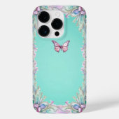 Elegant Pink Diamonte Butterfly iPhone 14 Pro Case (Rückseite)