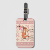 Elegant Pink Doe-patterned Christmas  Gepäckanhänger (Vorderseite Vertikal)