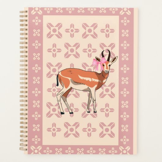 Elegant Pink Doe-patterned Christmas Planer (Vorderseite)