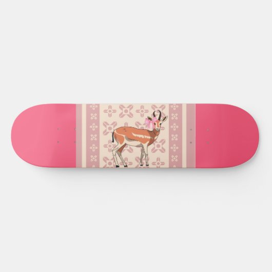 Elegant Pink Doe-patterned Christmas  Skateboard (Horizontal)
