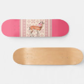 Elegant Pink Doe-patterned Christmas  Skateboard (Horizontal)