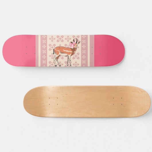 Elegant Pink Doe-patterned Christmas Skateboard (Horizontal)