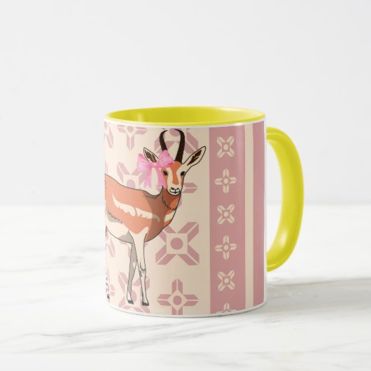 Elegant Pink Doe-patterned Christmas Tasse (VorderseiteRechts)