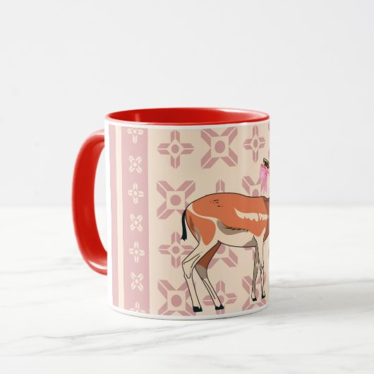 Elegant Pink Doe-patterned Christmas  Tasse (Vorderseite Links)