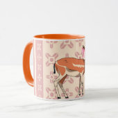 Elegant Pink Doe-patterned Christmas Tasse (Vorderseite Links)