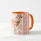 Elegant Pink Doe-patterned Christmas  Tasse (VorderseiteRechts)
