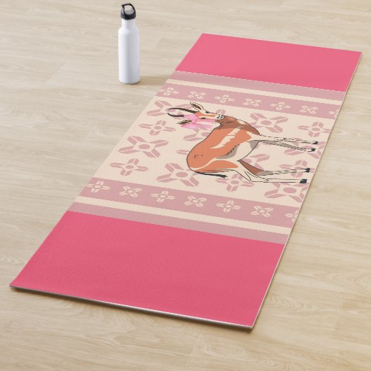Elegant Pink Doe-patterned Christmas Yogamatte (Beispiel)
