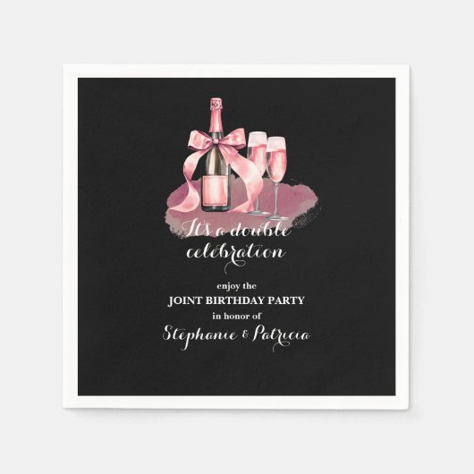 Elegant Pink Double Celebration Joint Birthday Serviette (Vorderseite)