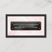 Elegant Pink Drapery | Black Gold Plate Visitenkarte (Rückseite)