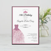 Elegant pink dress 18th birthday debut einladung (Stehend Vorderseite)