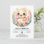 Elegant Pink Duck Birthday Einladung (Stehend Vorderseite)