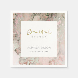 ELEGANT PINK DUSKY ROSE GOLD AGATE BRAUTPARTY SERVIETTE