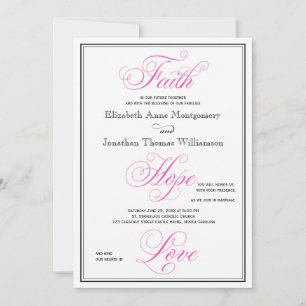 Elegant Pink Faith Hope Liebe Hochzeit Einladung