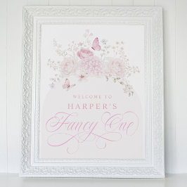 Elegant Pink Fancy One 1st Birthday Party Poster