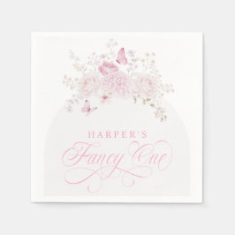 Elegant Pink Fancy One 1st Birthday Party Serviette