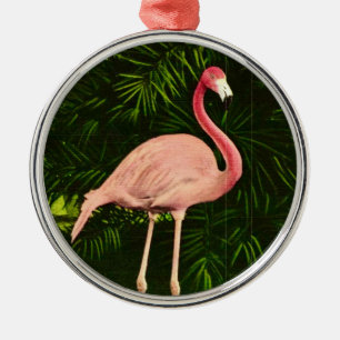 Elegant Pink Flamingo Ornament Aus Metall
