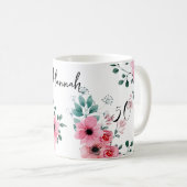 Elegant Pink Floral 50. Geburtstag Personalisiert Kaffeetasse (VorderseiteRechts)