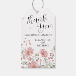 Elegant Pink Floral 50. Geburtstag Vielen Dank Geschenkanhänger