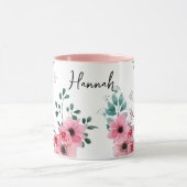 Elegant Pink Floral 50. Geburtstag Zweittonname Tasse (Zentrum)