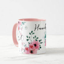 Elegant Pink Floral 50. Geburtstag Zweittonname