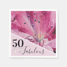 Elegant Pink Floral 50 und fabelhaft Geburtstag