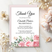 Elegant pink floral 90th birthday party