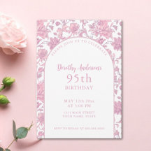 Elegant Pink Floral 95. Geburtstagsparty
