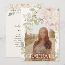 Elegant Pink Floral Arch Photo Graduation 