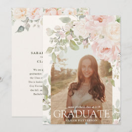 Elegant Pink Floral Arch Photo Graduation  Ankündigung