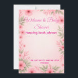 Elegant Pink Floral Baby Shower Invitation Save The Date<br><div class="desc">Celebrate your baby girl’s special day with this elegant pink baby shower invitation. Designed with soft watercolor florals, delicate leaves, and subtle gold highlights, this template creates a luxurious yet heartwarming feel. The minimalist layout brings perfect balance between modern elegance and timeless charm, making it ideal for welcoming your little...</div>