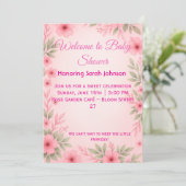 Elegant Pink Floral Baby Shower Invitation Save The Date (Stehend Vorderseite)