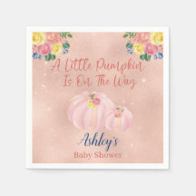 Elegant Pink Floral Baby Shower Napkins