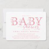 Elegant Pink Floral Baby Shower Typography Einladung (Vorderseite)