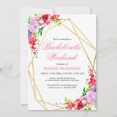 Elegant PInk Floral Bachelorette Weekend Tour Einladung (Vorderseite)