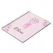 Elegant Pink Floral Ballerina Personalized Name Notizblock (Linke Seite)