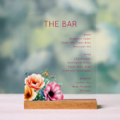 Elegant Pink Floral Bar Menu Acrylschild (Neutral)
